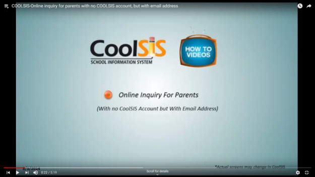 COOLSIS online inquiry for parents
